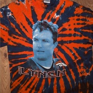 NFL Issued Denver Broncos John Lynch Tie Dye Orange And Blue TShirt Size M